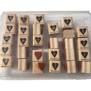 Stampin Up! Alphahearts Wood-Mounted Rubber Stamps Alphabet & Symbols Set 2004
